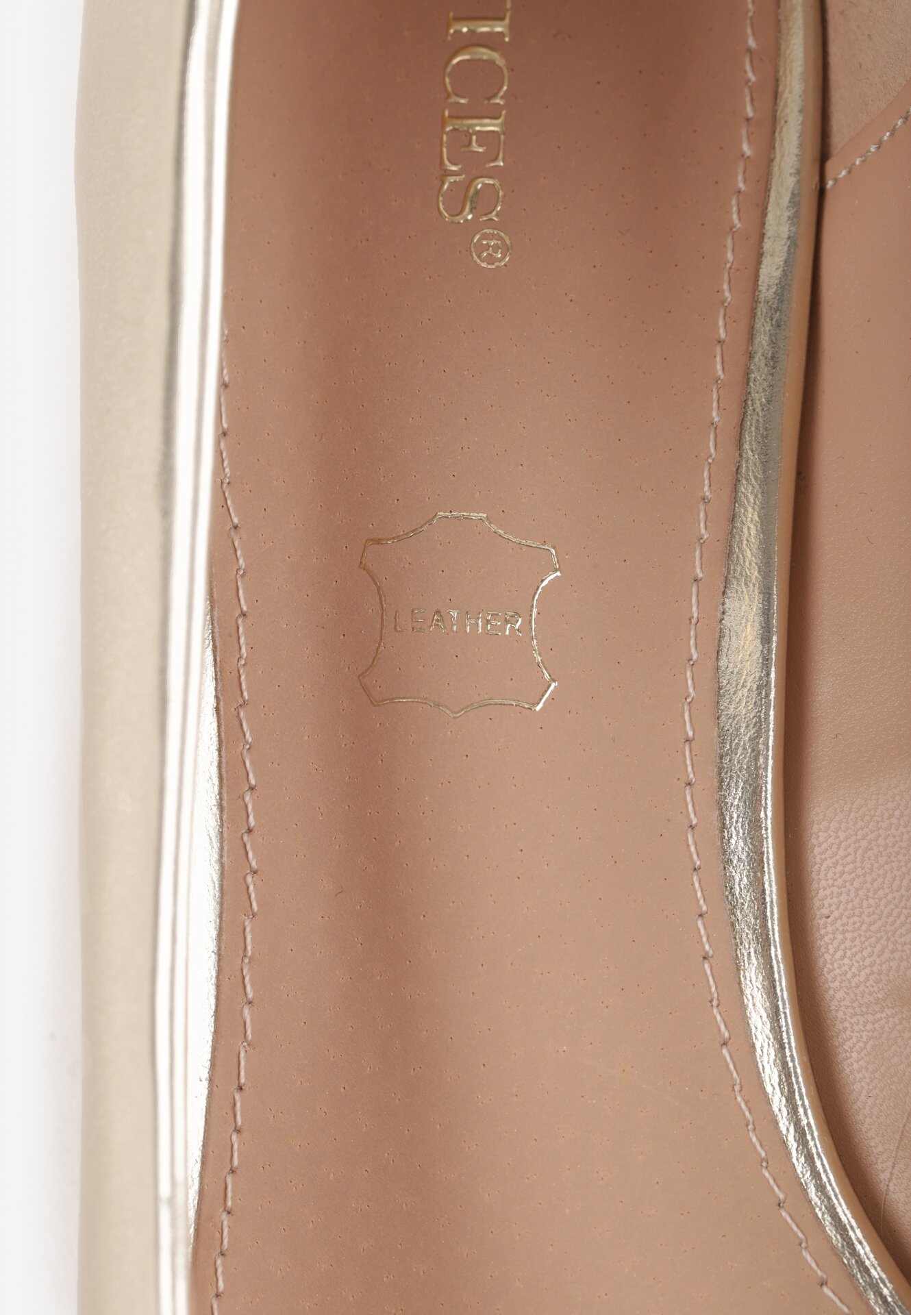 Złote Czółenka Vices na Obcasie ze Skórzaną Wkładką Asvanis