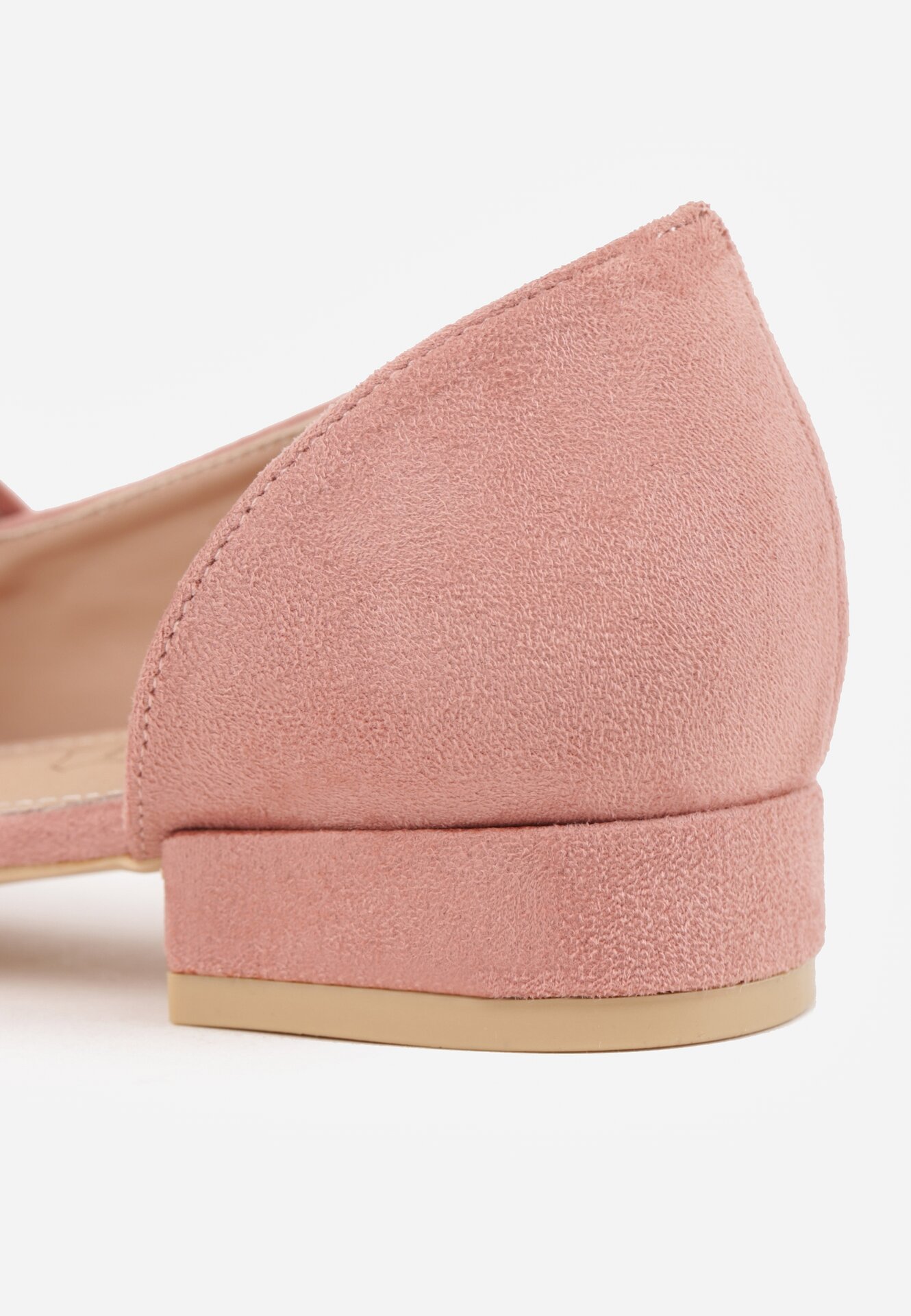 Różowe Płaskie Czółenka Vices ze Skórzaną Wkładką Ozdobione Supełkiem Liliarie