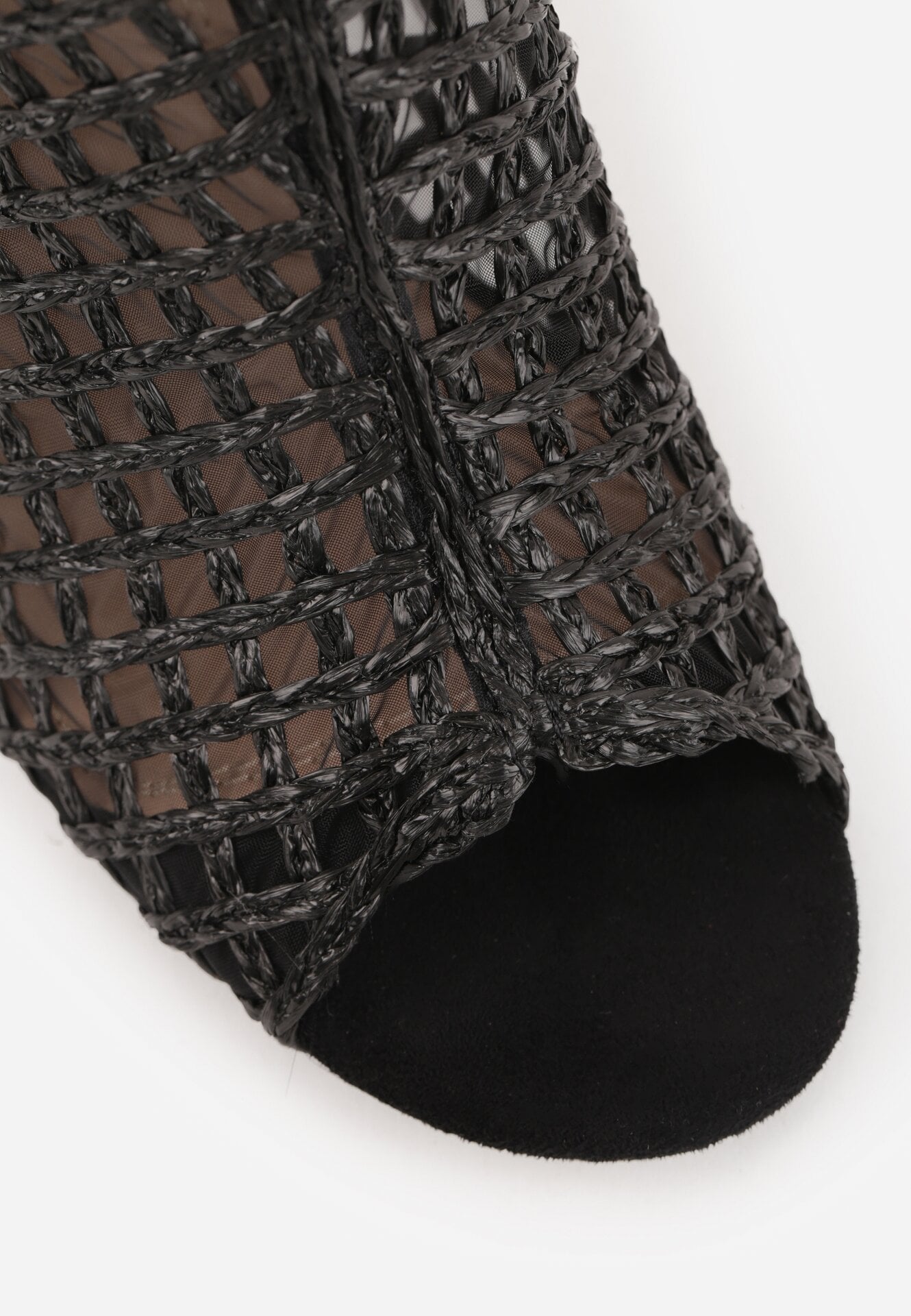 Czarne Botki Vices na Obcasie z Siateczkową Cholewką Karhiris