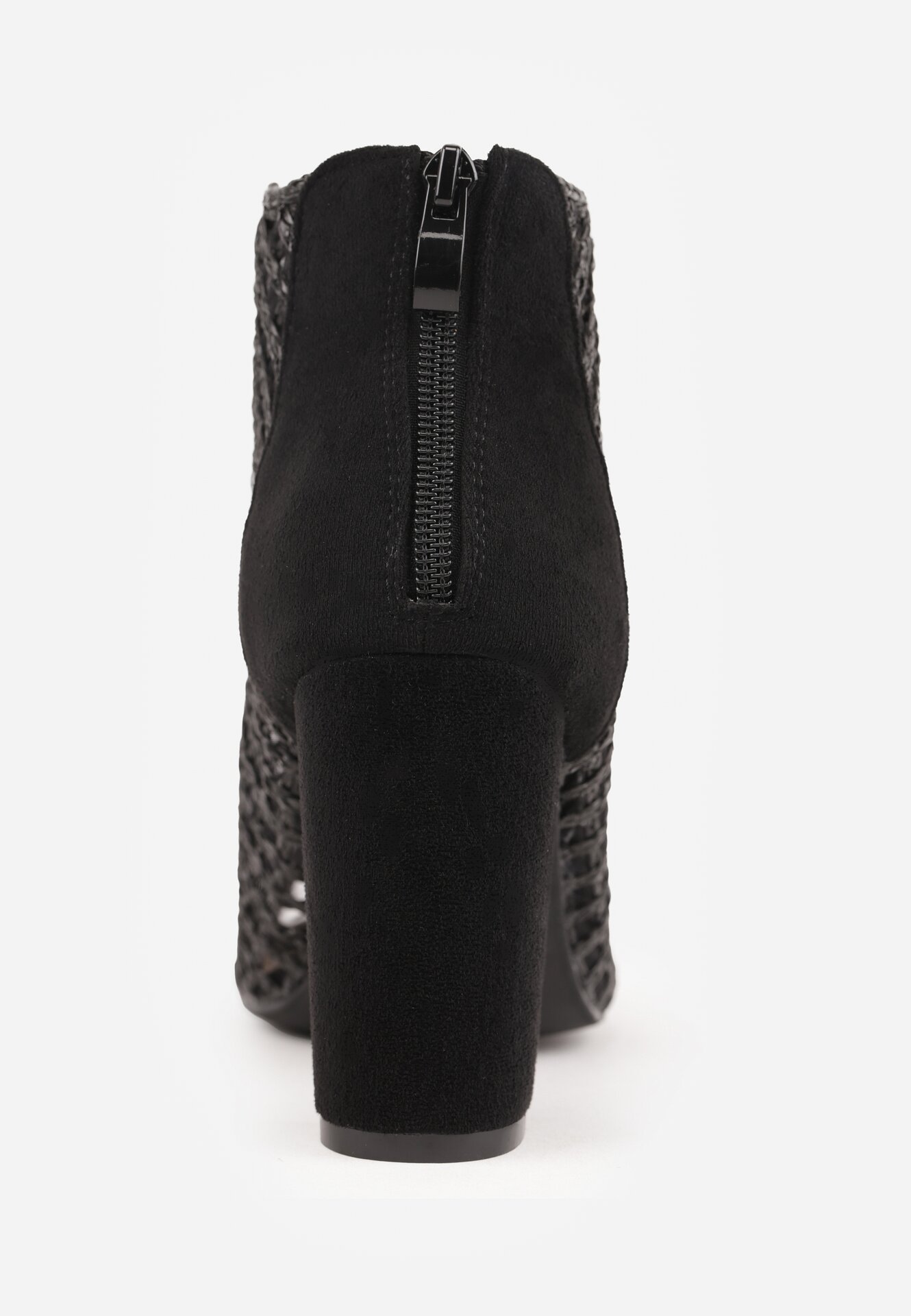 Czarne Botki Vices na Obcasie z Siateczkową Cholewką Karhiris