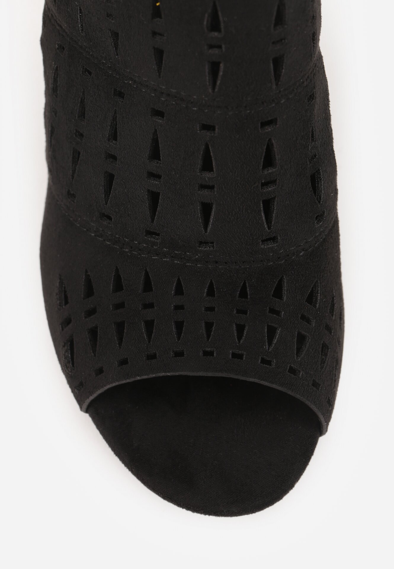 Czarne Sandały na Obcasie Vices ze Skórzaną Wkładką i Ażurową Cholewką Linarra