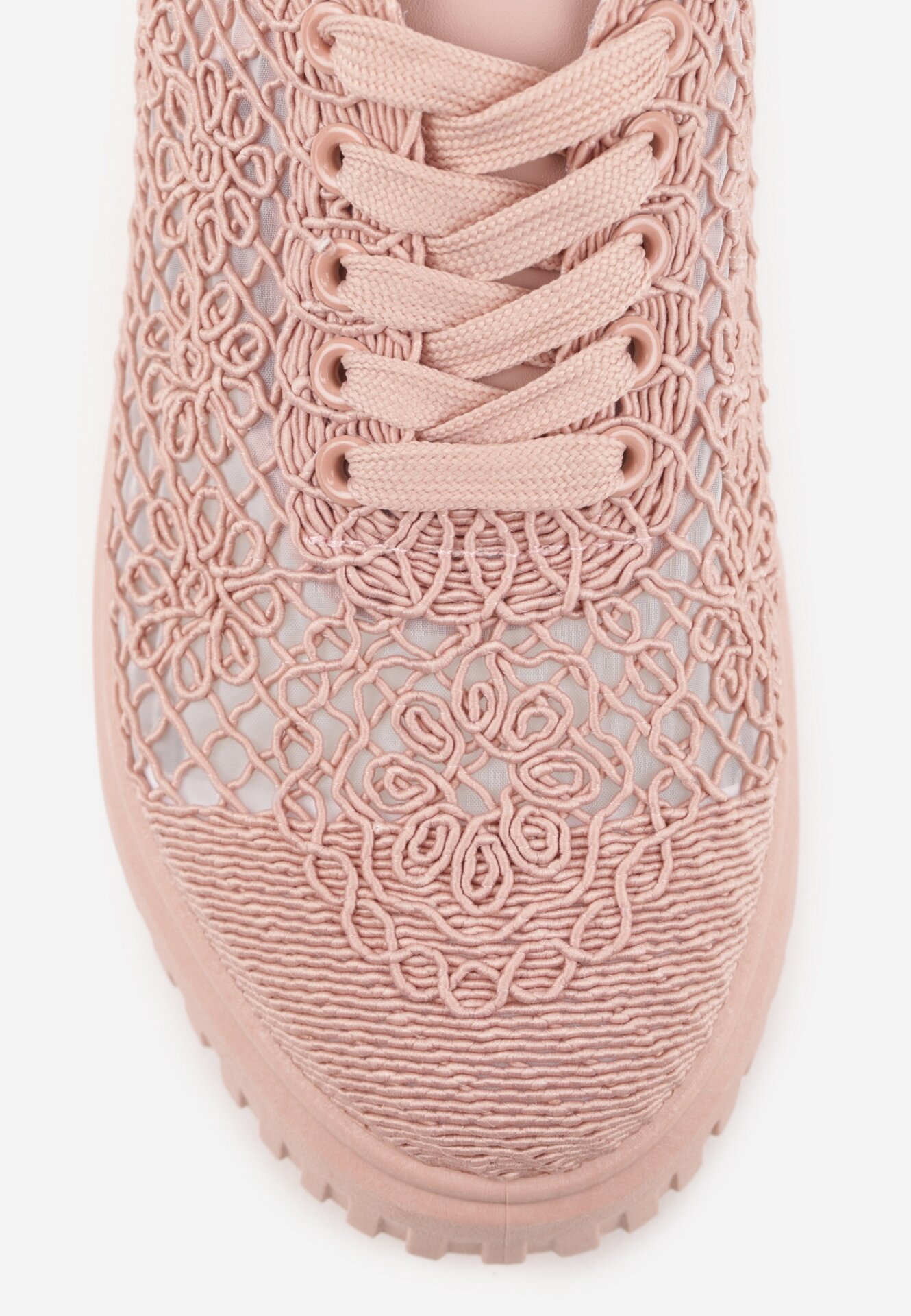 Różowe Ażurowe Sneakersy Vices na Grubej Podeszwie z Tłoczeniem Luminise