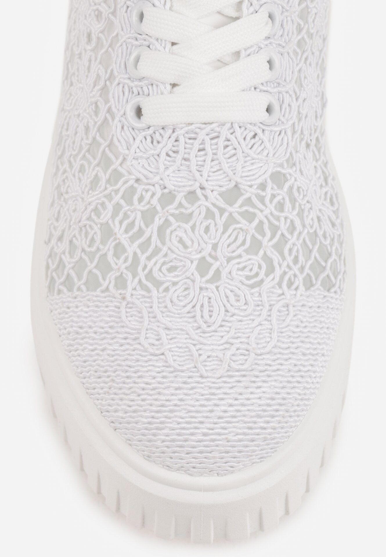 Białe Ażurowe Sneakersy Vices na Grubej Podeszwie z Tłoczeniem Luminise