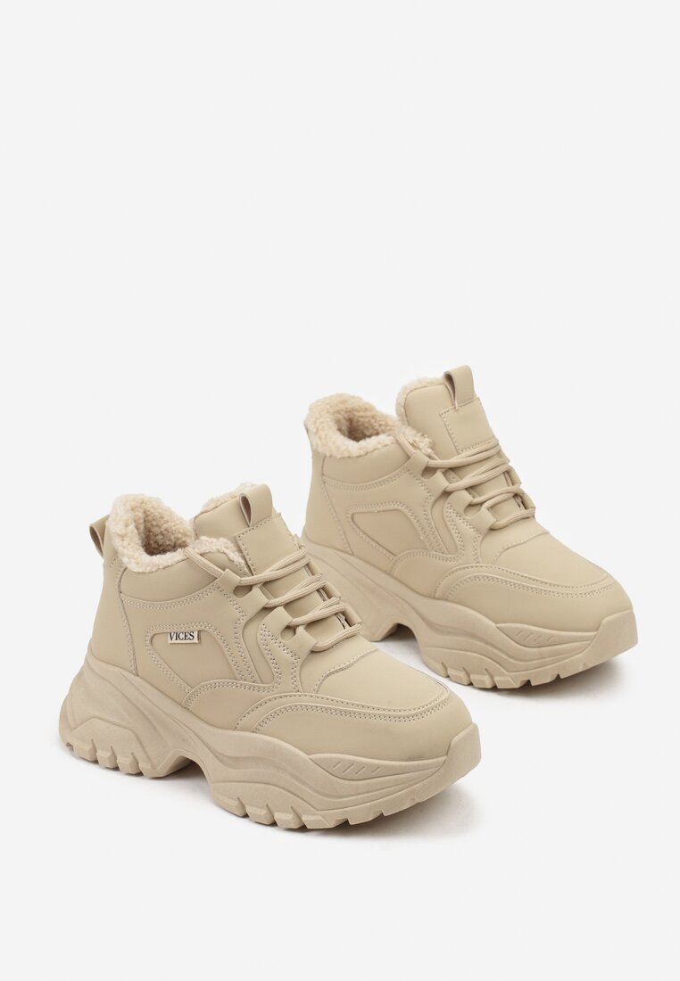 Brązowe Sneakersy Vices w Stylu Traperków Chunky na Grubej Podeszwie Leandre