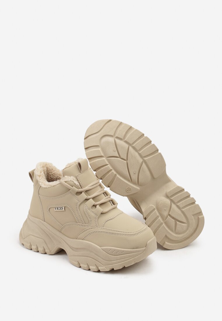 Brązowe Sneakersy Vices w Stylu Traperków Chunky na Grubej Podeszwie Leandre