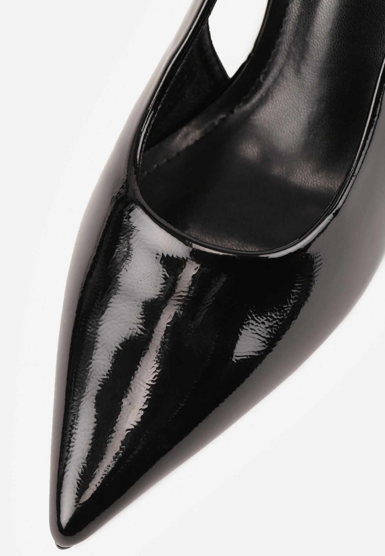 Czarne Lakierowane Sandały Vices na Szpilce Bez Pięty Tiavarelle