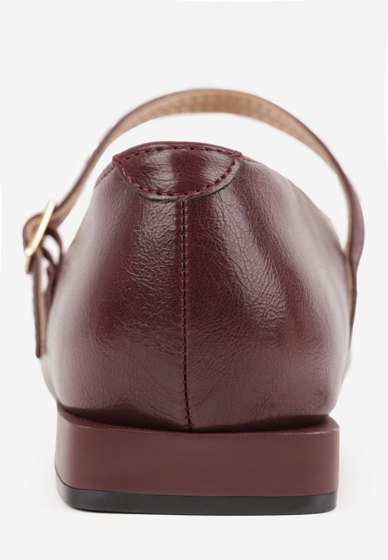 Bordowe Balerinki Vices ze Skórzaną Wkładką i Paskiem z Klamerką Eslerie