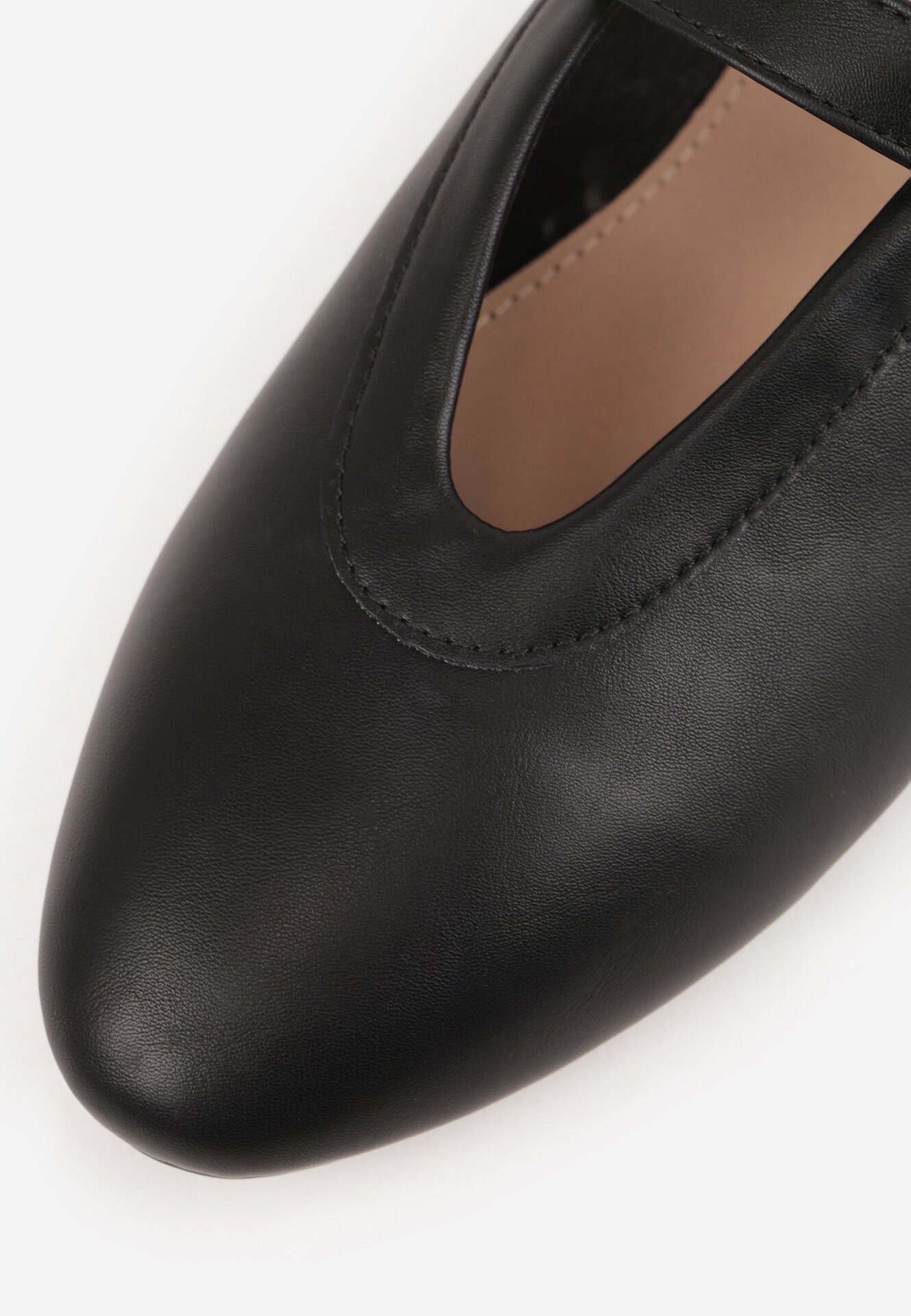 Czarne Balerinki Vices ze Skórzaną Wkładką i Paskiem ze Sprzączką Coplenda