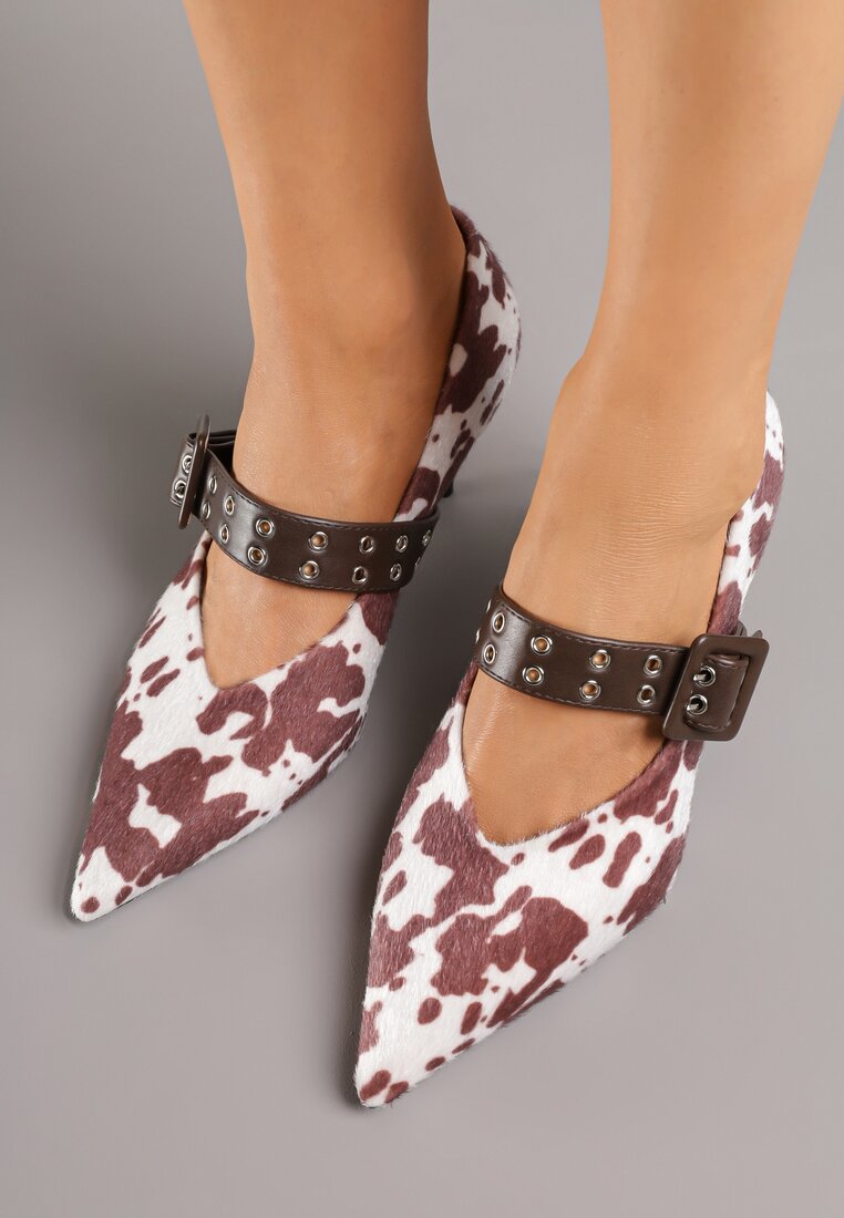 Pantofi cu toc Negru cu alb