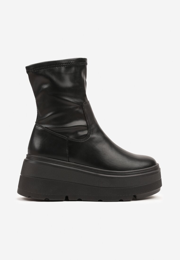 Czarne Wsuwane Botki Vices na Platformie w Stylu Cyber Nilvessa