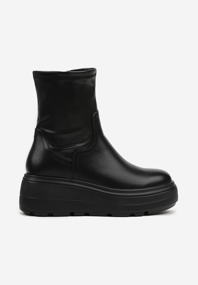 Czarne Botki na Koturnie i Platformie w Stylu Grunge Firivine