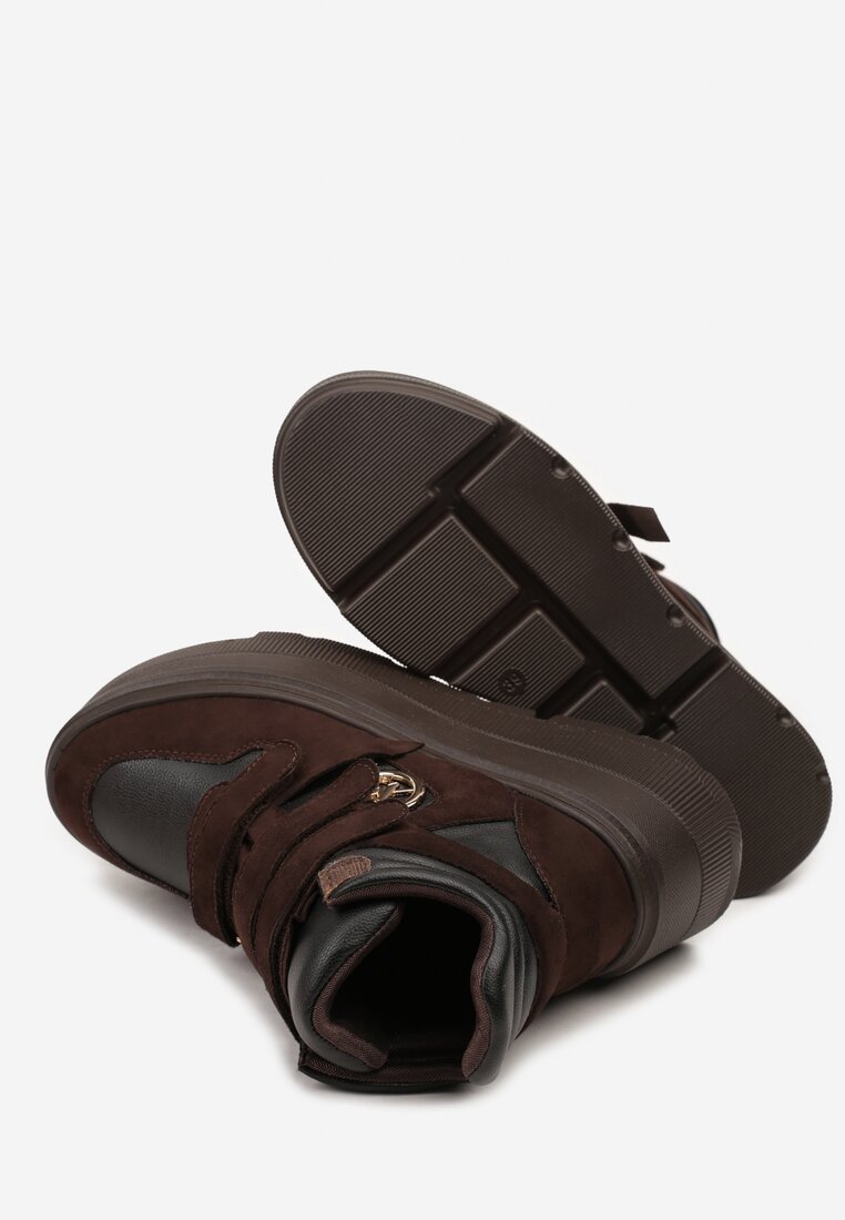 Brązowe Botki Vices w Stylu Sneakersów na Platformie Afirriva