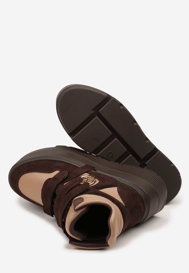 Beżowo-Brązowe Botki Vices w Stylu Sneakersów na Platformie Afirriva
