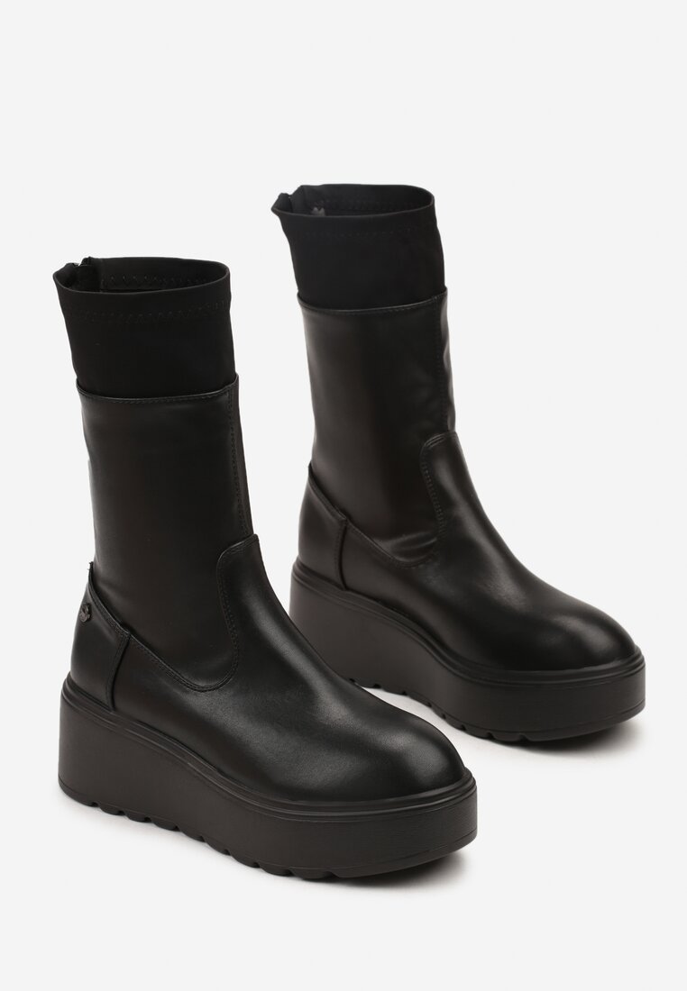 Czarne Botki na Koturnie Vices Typu Grunge Anerriva
