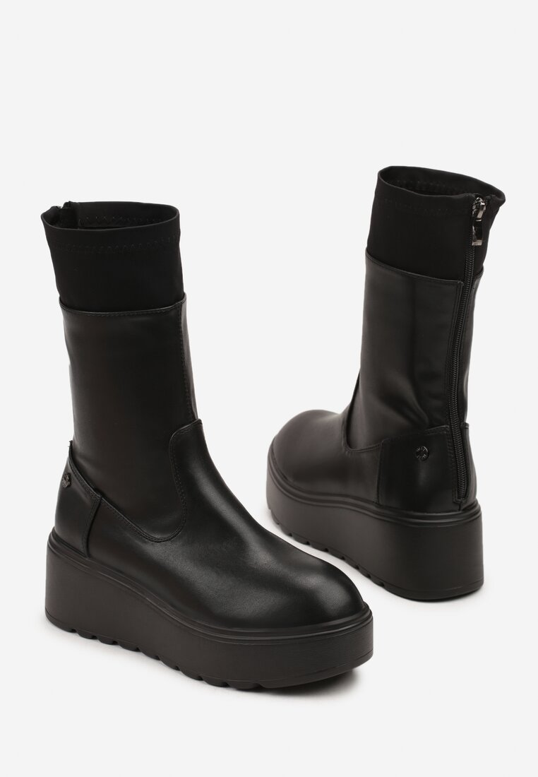 Czarne Botki na Koturnie Vices Typu Grunge Anerriva