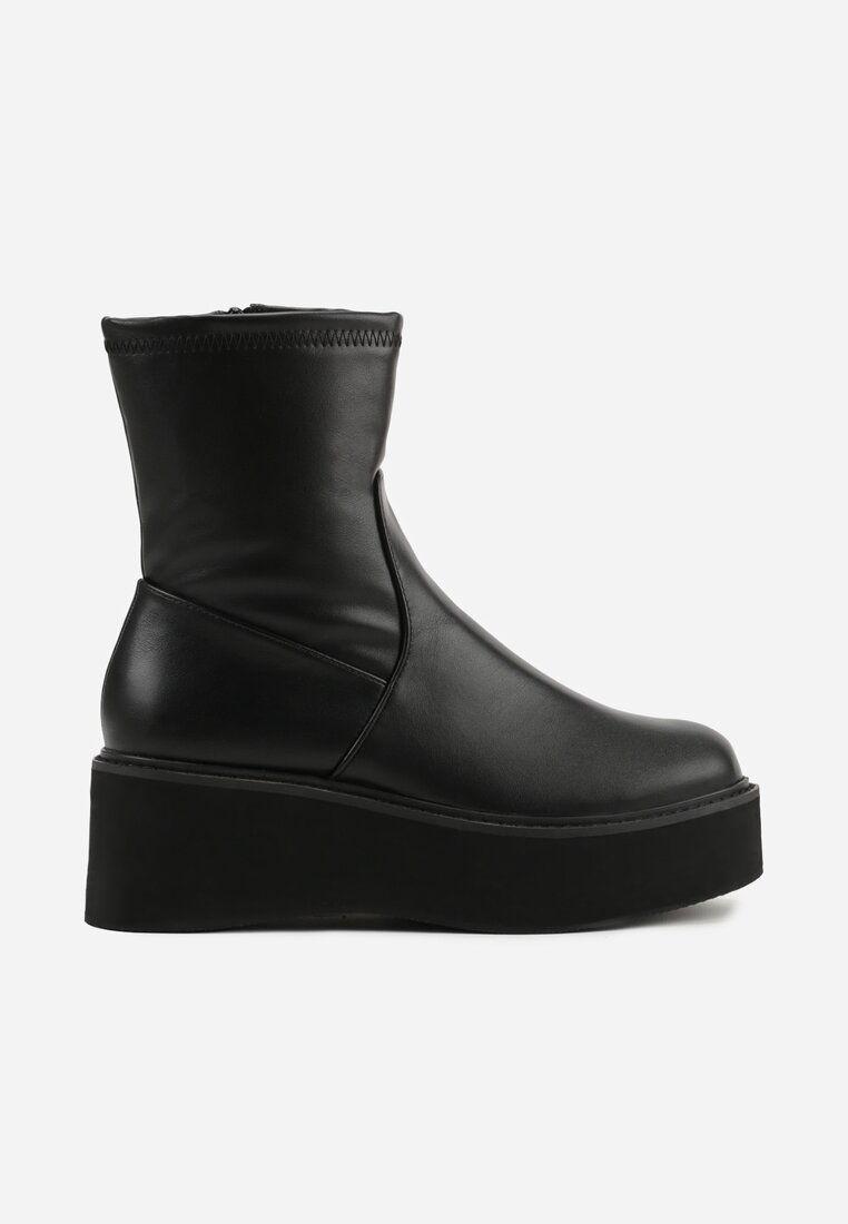 Czarne Botki Vices na Grubej Podeszwie w Stylu Grunge Ravitte