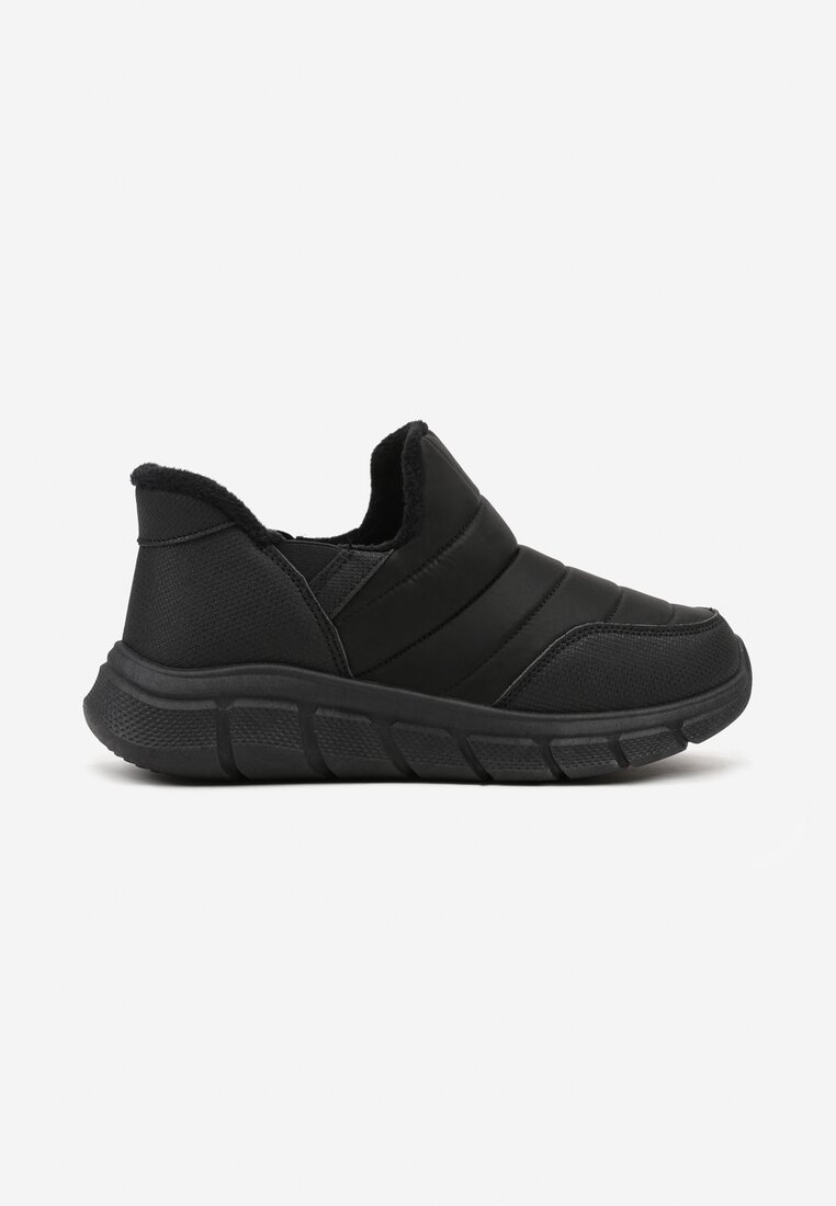Czarne Pikowane Sneakersy na Grubej Tłoczonej Platformie Verta