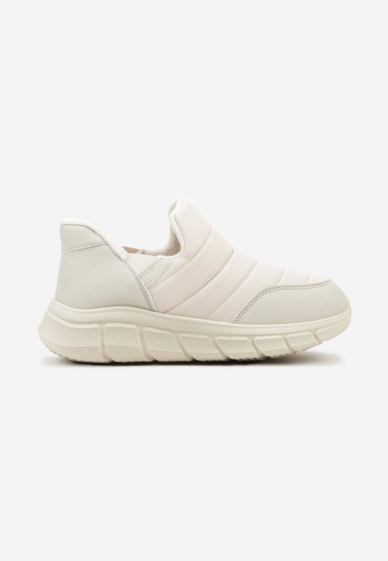 Beżowe Pikowane Sneakersy na Grubej Tłoczonej Platformie Verta