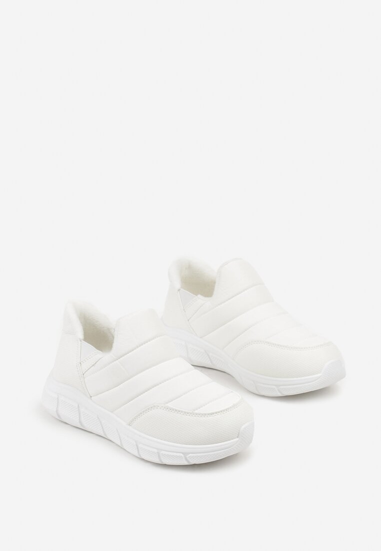 Białe Pikowane Sneakersy na Grubej Tłoczonej Platformie Verta