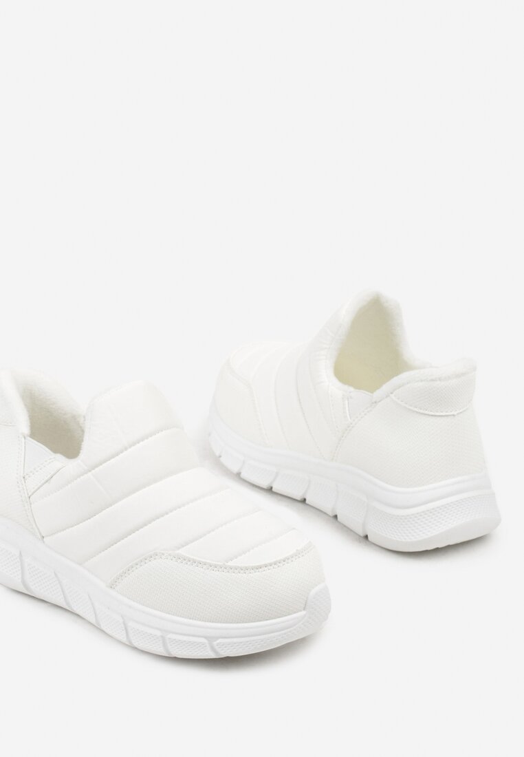 Białe Pikowane Sneakersy na Grubej Tłoczonej Platformie Verta