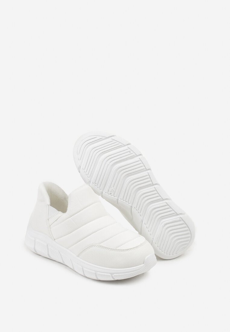 Białe Pikowane Sneakersy na Grubej Tłoczonej Platformie Verta