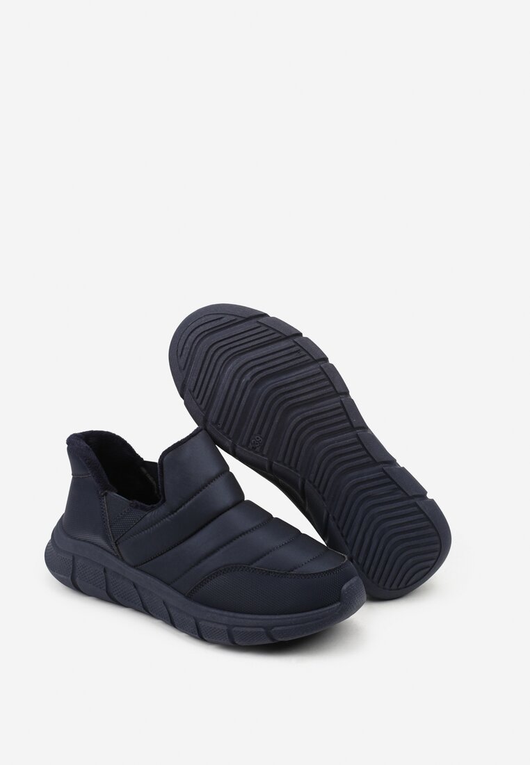 Niebieskie Pikowane Sneakersy na Grubej Tłoczonej Platformie Verta
