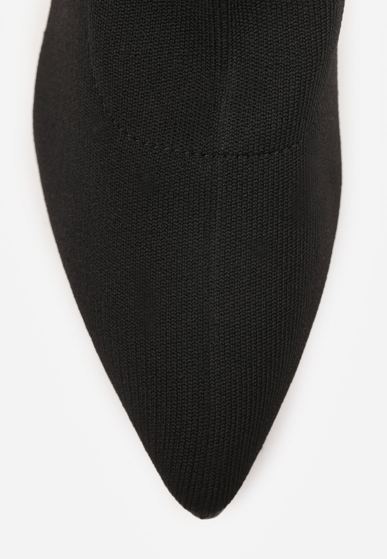 Czarne Botki Vices na Metalicznej Szpilce Kaczuszce ze Skarpetową Cholewką Vamige