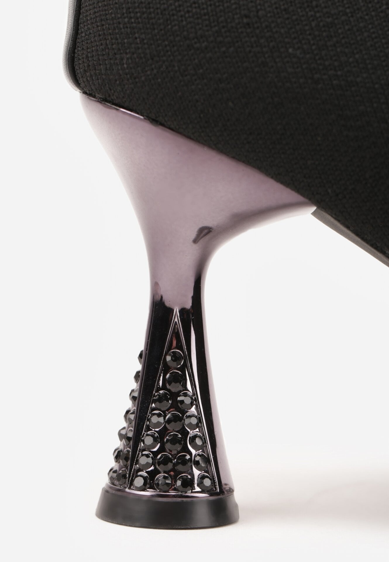 Czarne Wsuwane Botki Vices na Klepsydrowym Obcasie Zdobionym Cyrkoniami Chrisea