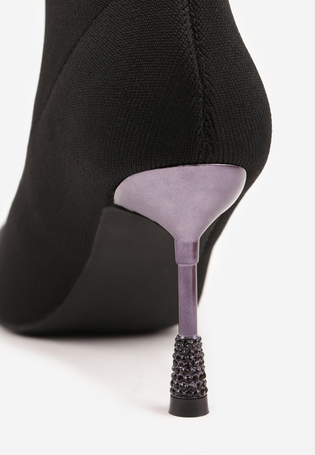 Czarne Skarpetkowe Botki Vices na Ozdobnej Szpilce ze Szpiczastym Noskiem Temire