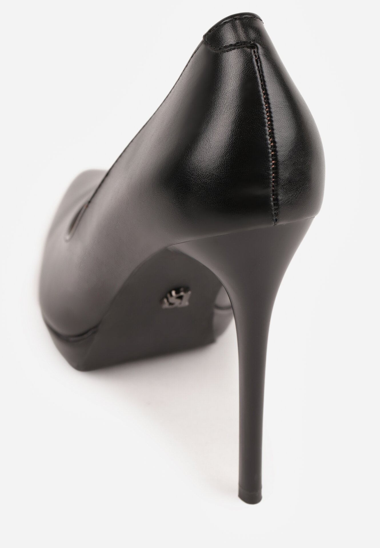 Czarne Szpilki Vices na Platformie ze Skórzaną Wkładką Racca