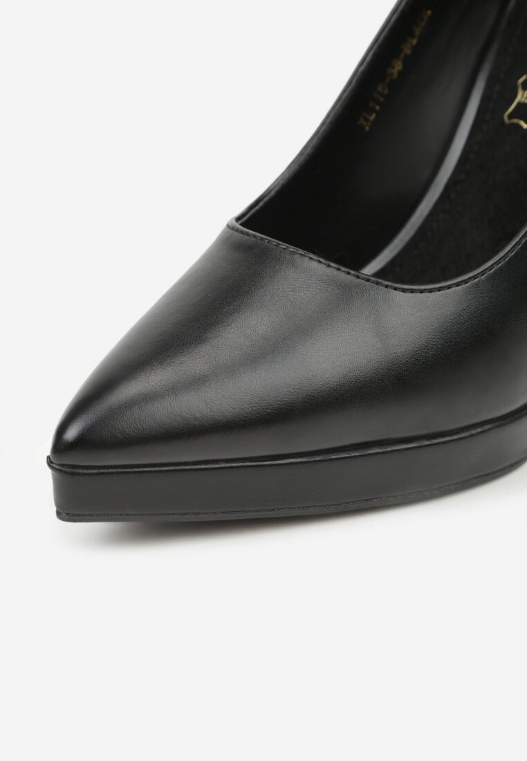 Czarne Klasyczne Szpilki Vices z Wkładką ze Skóry Naturalnej Amarisse