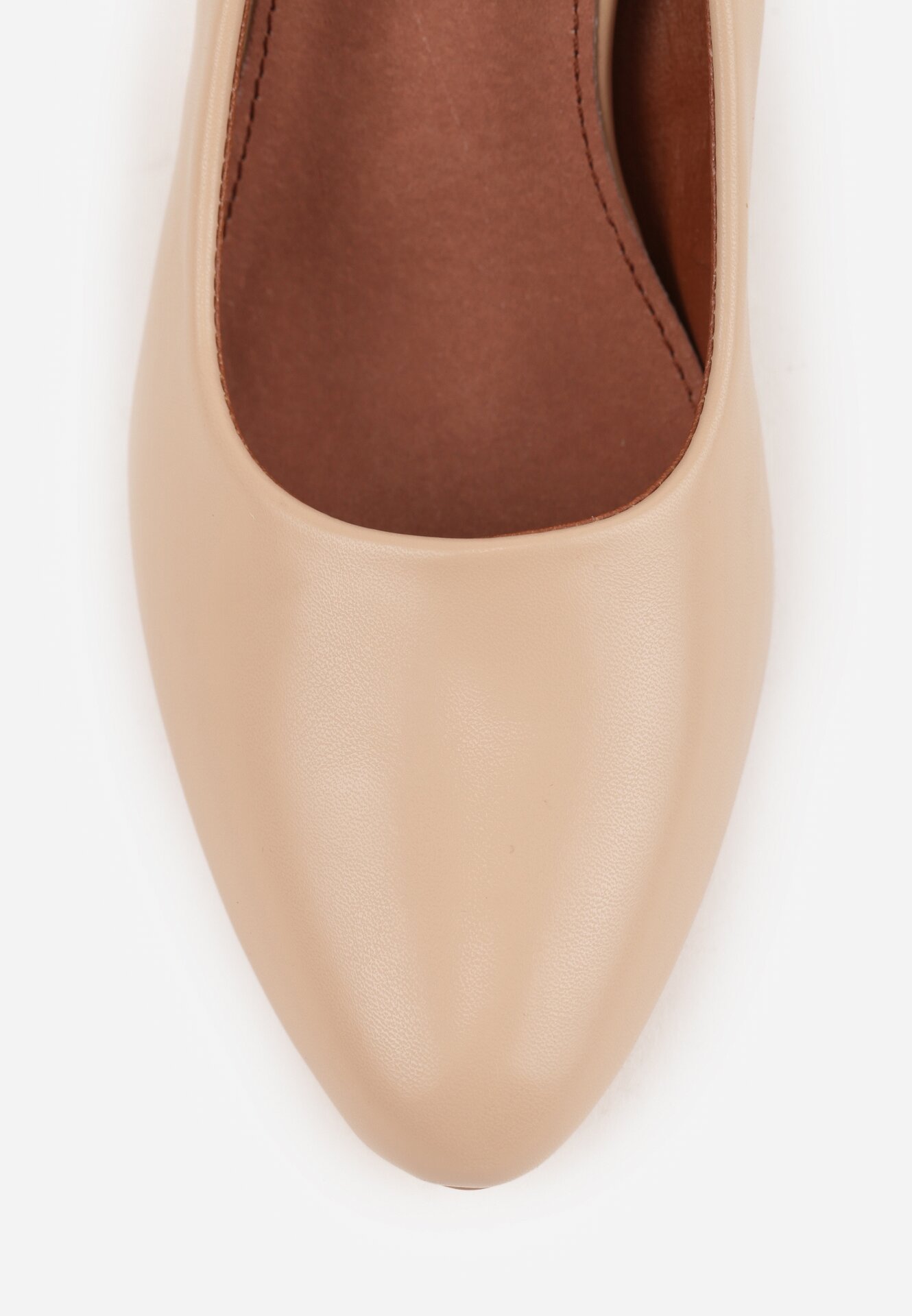 Beżowe Czółenka Vices na Klockowym Obcasie z Wkładką ze Skóry Naturalnej Essenia