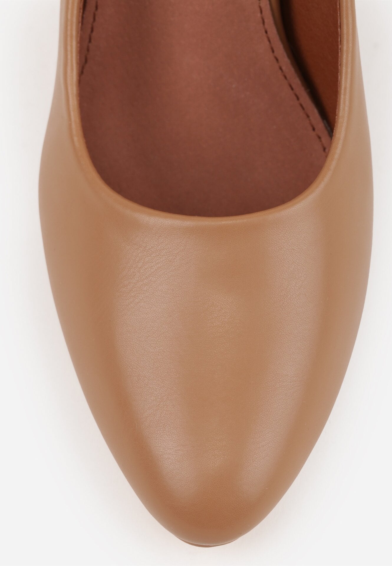 Ciemnobeżowe Czółenka Vices na Klockowym Obcasie z Wkładką ze Skóry Naturalnej Essenia