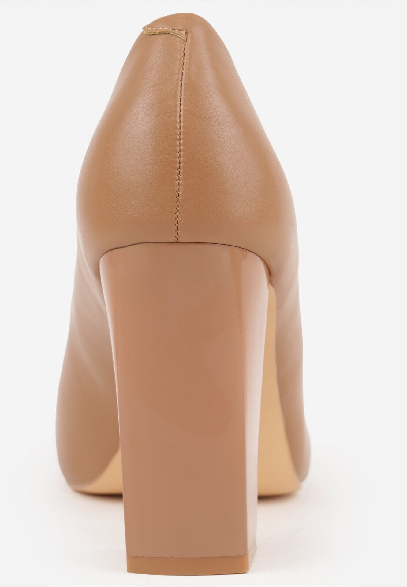 Ciemnobeżowe Czółenka Vices na Klockowym Obcasie z Wkładką ze Skóry Naturalnej Essenia