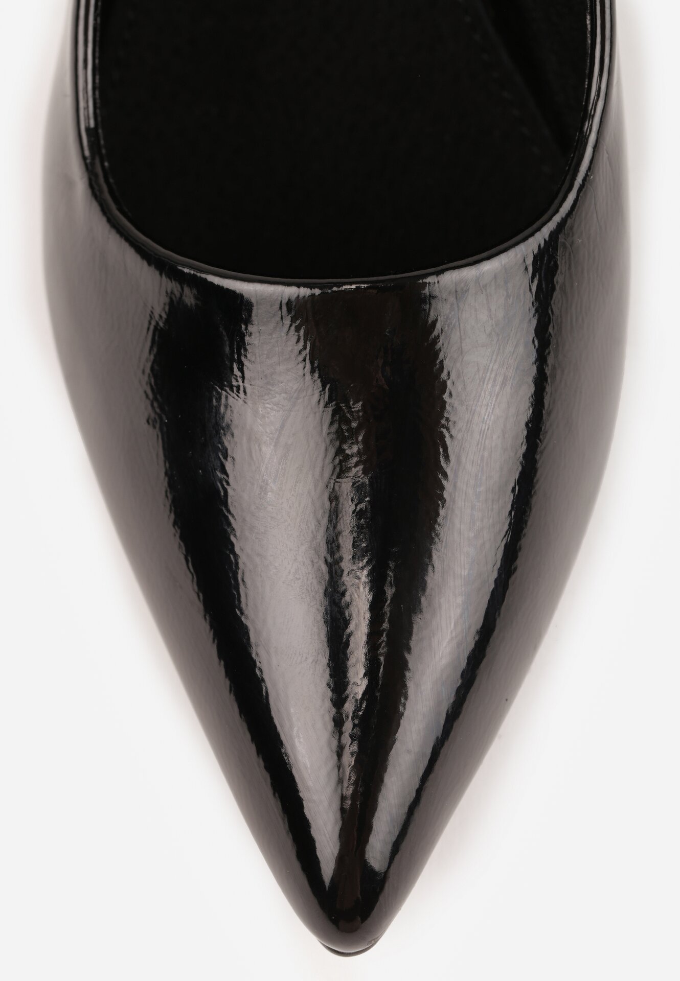 Czarne Lakierowane Szpilki Vices z Wkładką ze Skóry Naturalnej i Cyrkoniami Avedvire