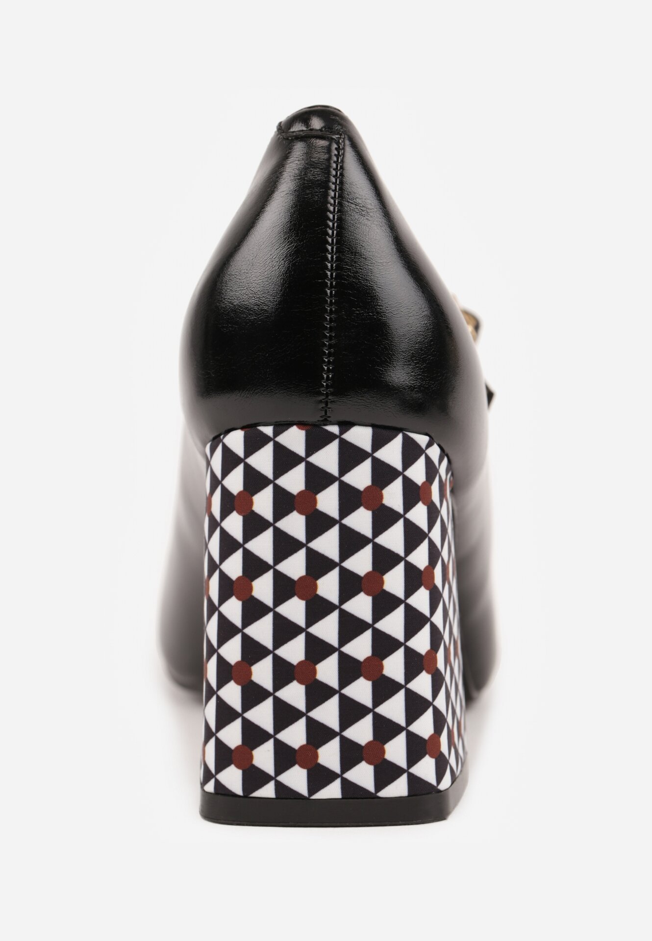 Czarne Czółenka Vices w Stylu Retro ze Skórzaną Wkładką i Kolorową Aplikacją Vodvira