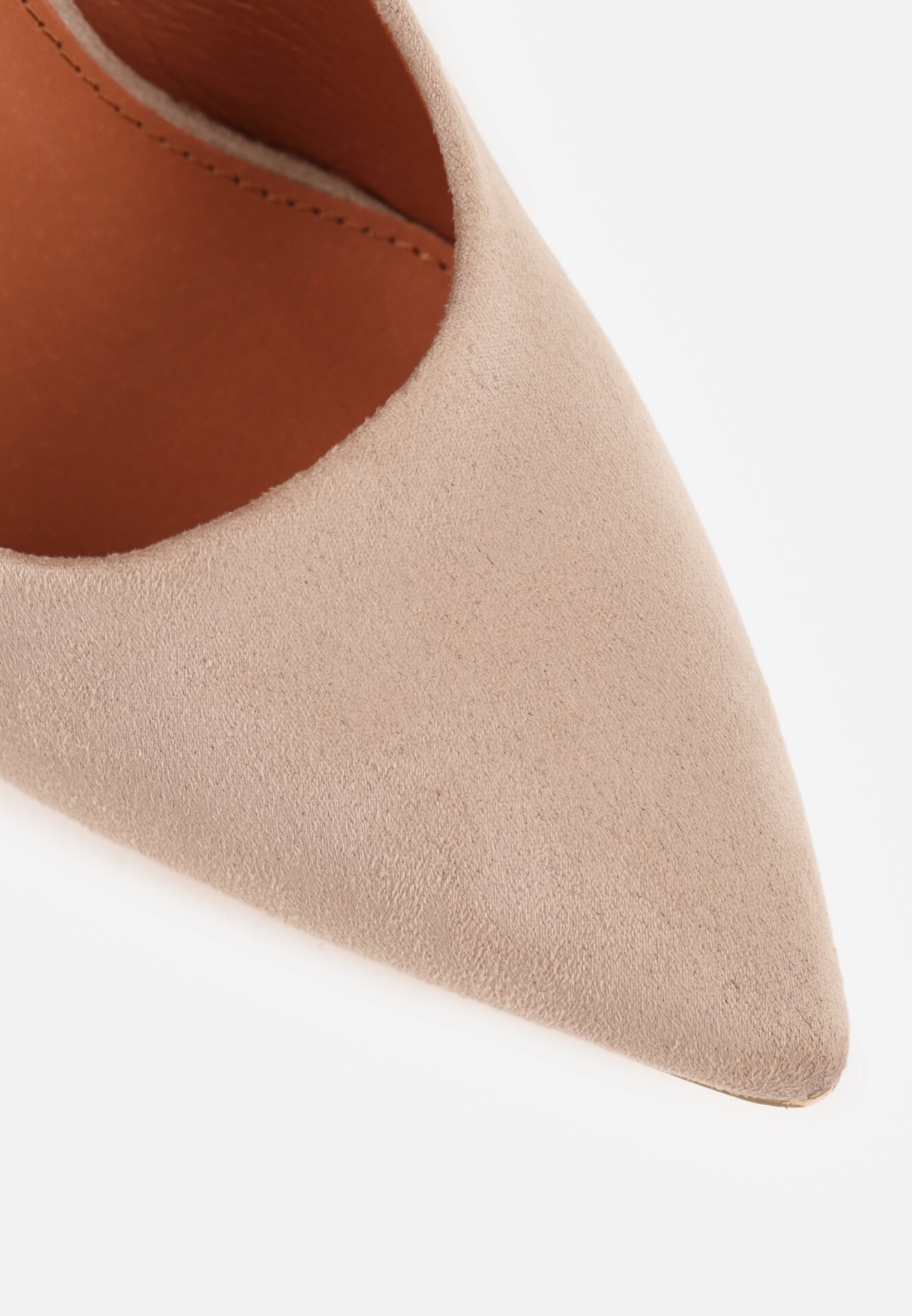 Ciemnobeżowe Czółenka Vices na Obcasie z Wkładką ze Skóry Naturalnej Olannela