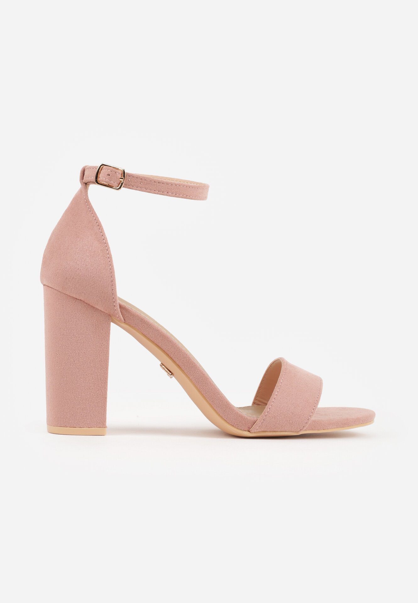 Jasnoróżowe Sandały Vices na Obcasie ze Skórzaną Wkładką Lishiria