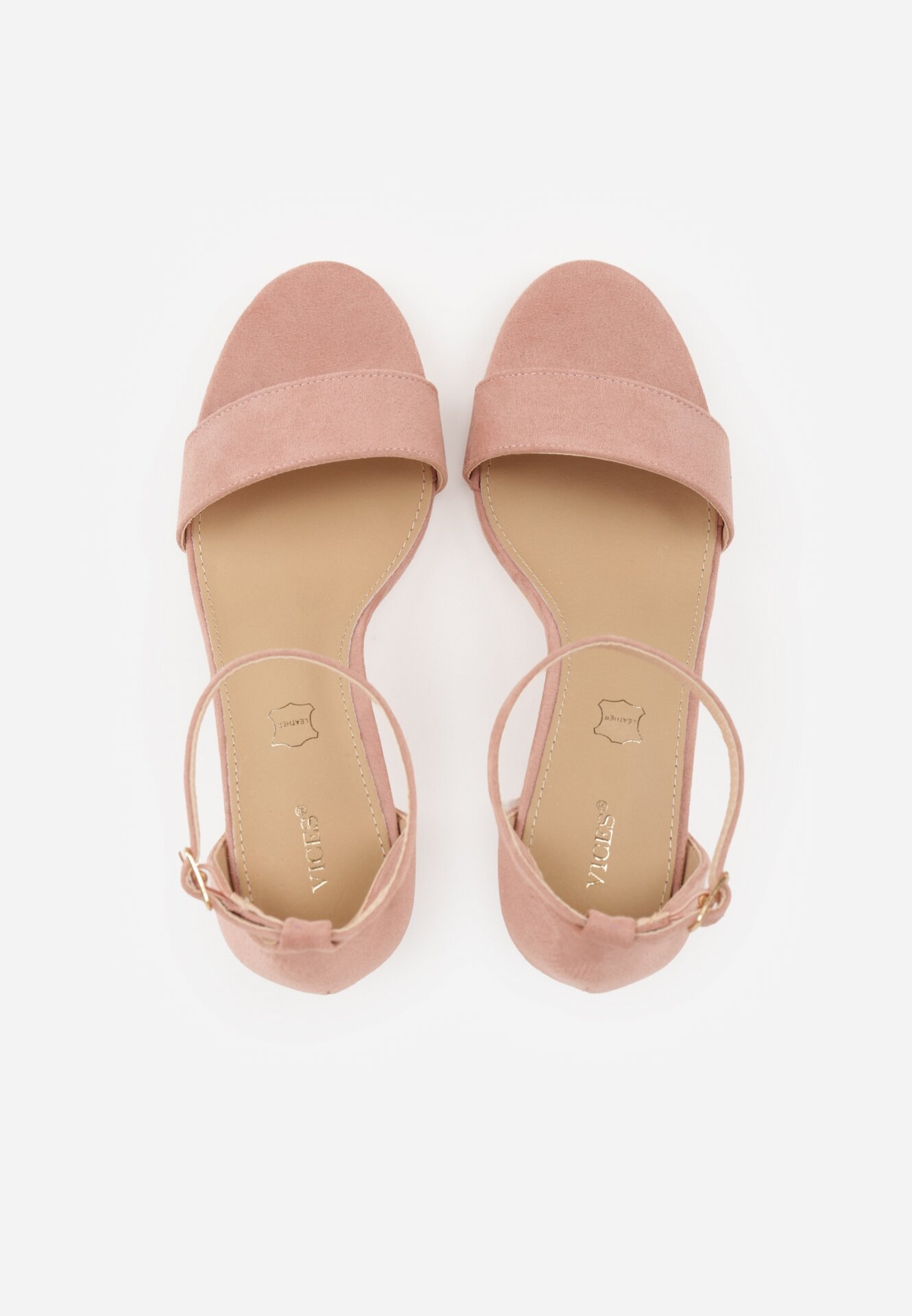 Jasnoróżowe Sandały Vices na Obcasie ze Skórzaną Wkładką Lishiria