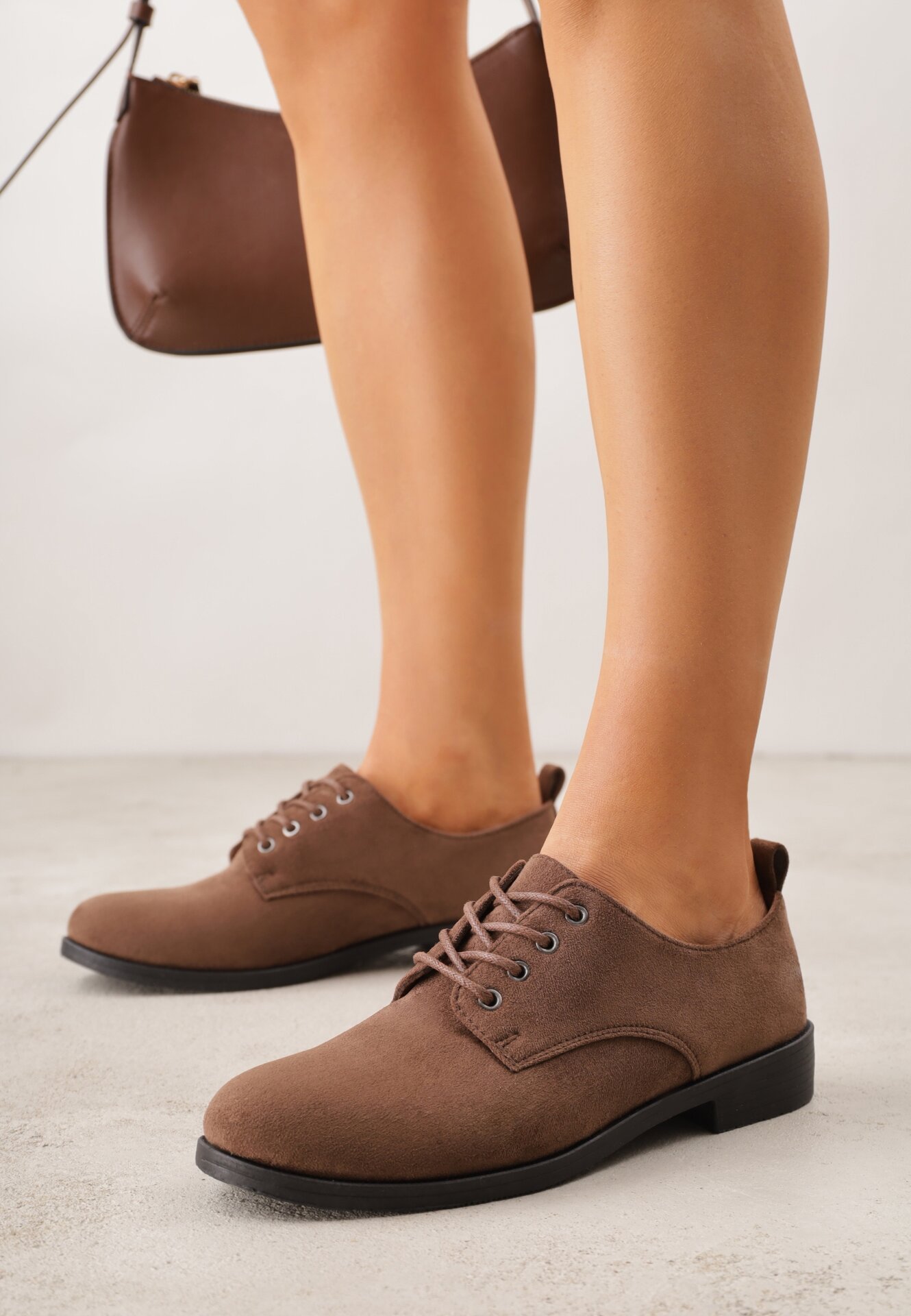 Brązowe Lakierowane Półbuty Oksfordki Yotella