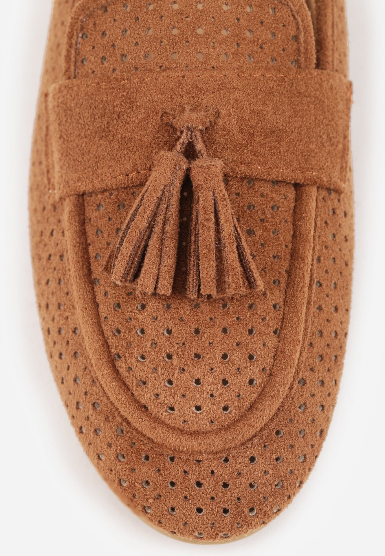 Brązowe Ażurowe Mokasyny VICES Ozdobione Frędzlami Catiana