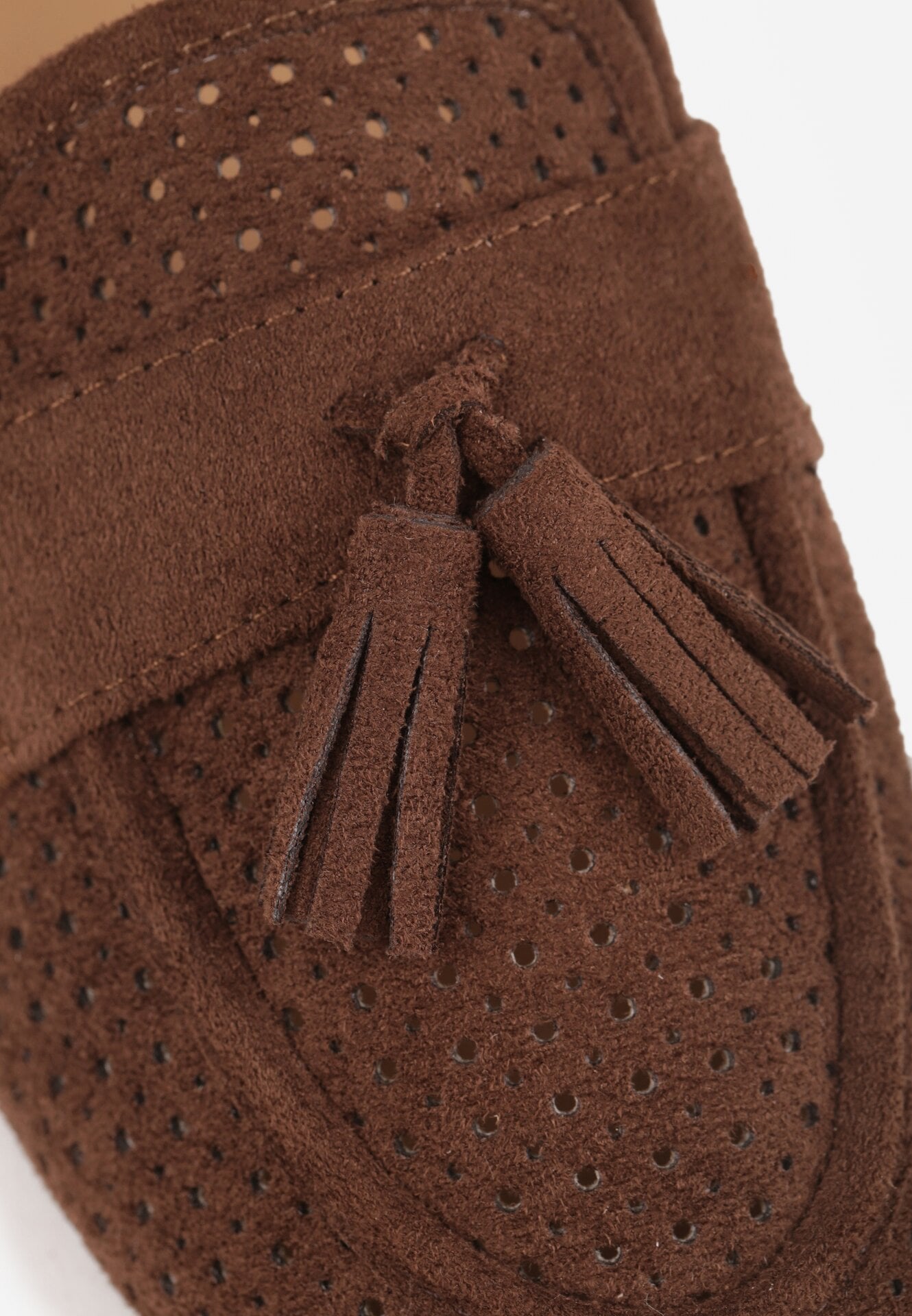 Ciemnobrązowe Ażurowe Mokasyny VICES Ozdobione Frędzlami Catiana