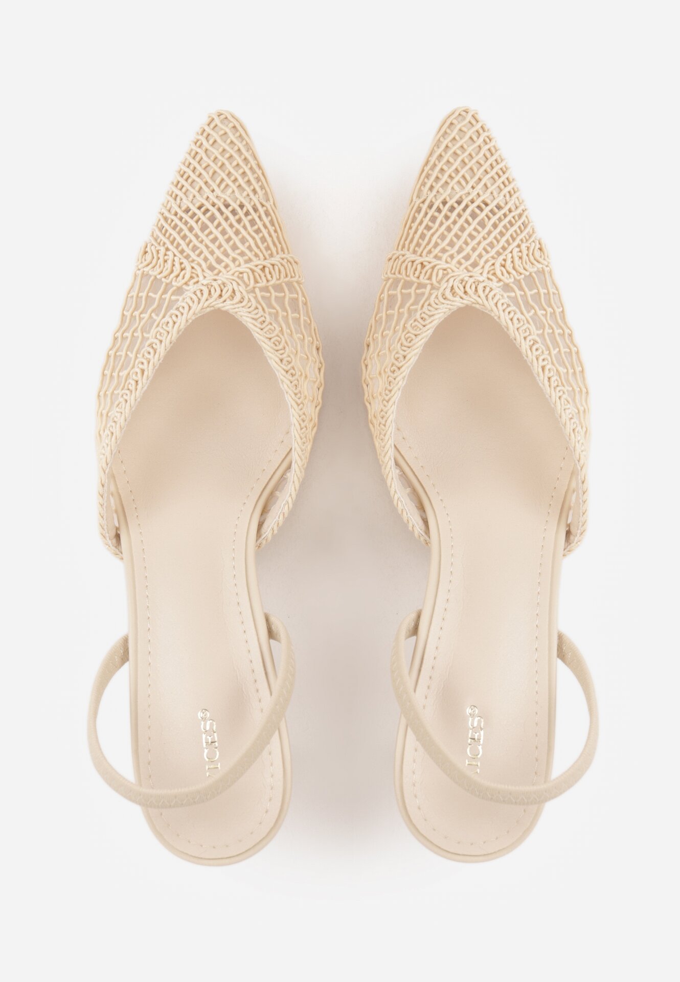 Beżowe Szpilki VICES z Siateczkową Cholewką Idahpeia