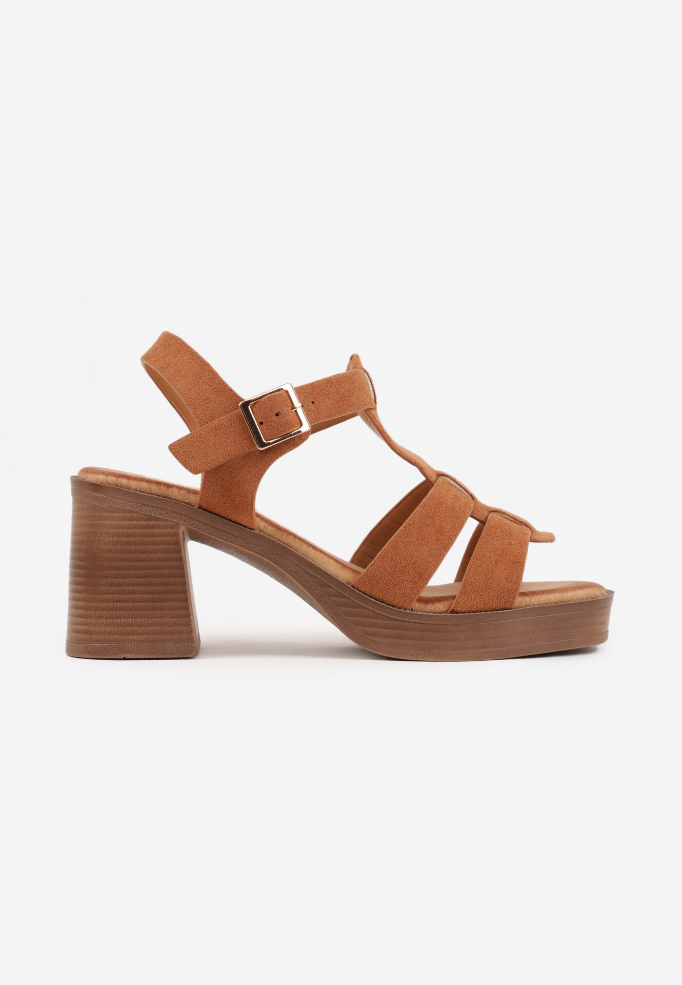 Brązowe Sandały VICES na Platformie i Obcasie z Dwoma Paskami Noemala