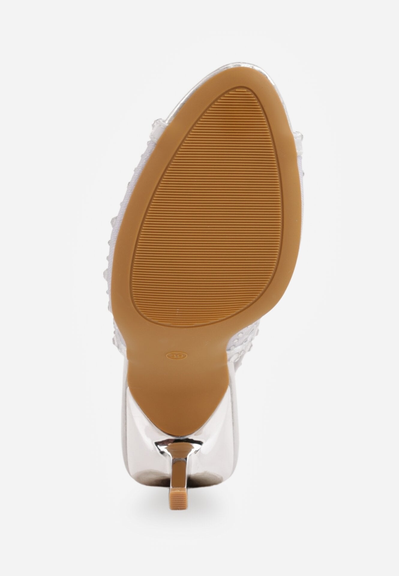 Srebrne Sandały na Szpilce VICES z Transparentną Cholewką i Cyrkoniami Imelle