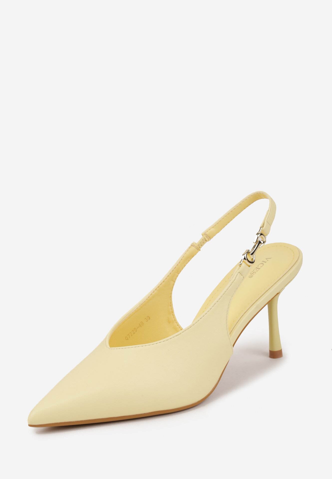 Żółte Szpilki VICES z Odkrytą Piętą i Wycięciem w Kształcie Litery V Natinawe