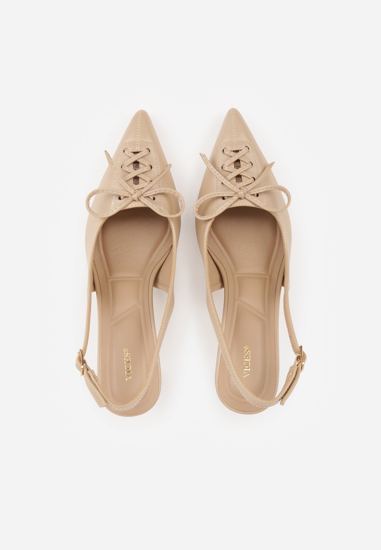 Ciemnobeżowe Szpilki VICES z Odkrytą Piętą i Ozdobnym Gorsetowym Sznurowaniem Aziruna