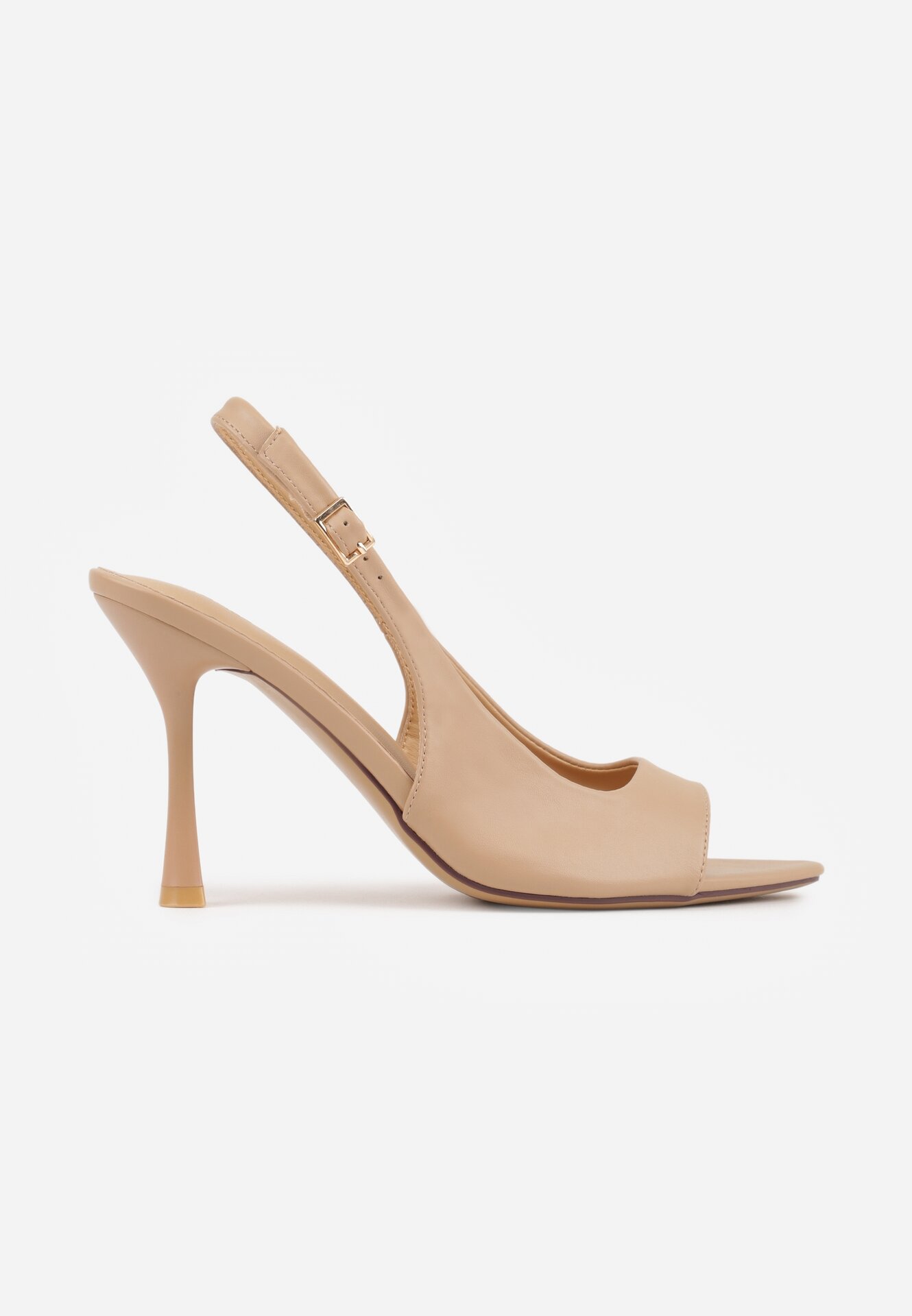 Ciemnobeżowe Sandały VICES na Szpilce z Odkrytym Noskiem i Piętą Olopis