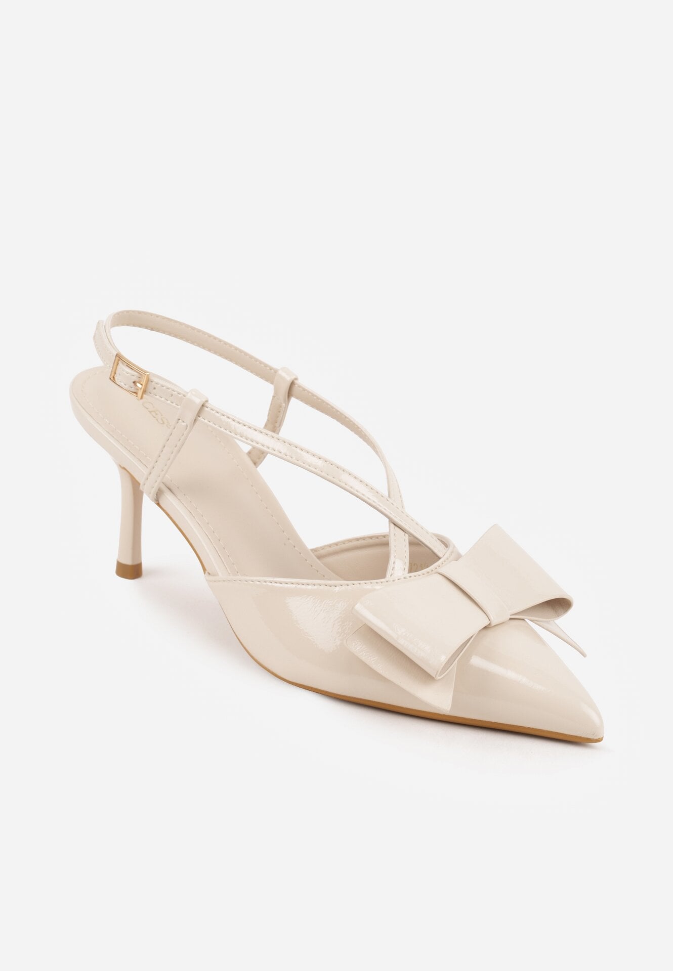 Beżowe Eleganckie Szpilki VICES z Ozdobną Kokardą Adrelena