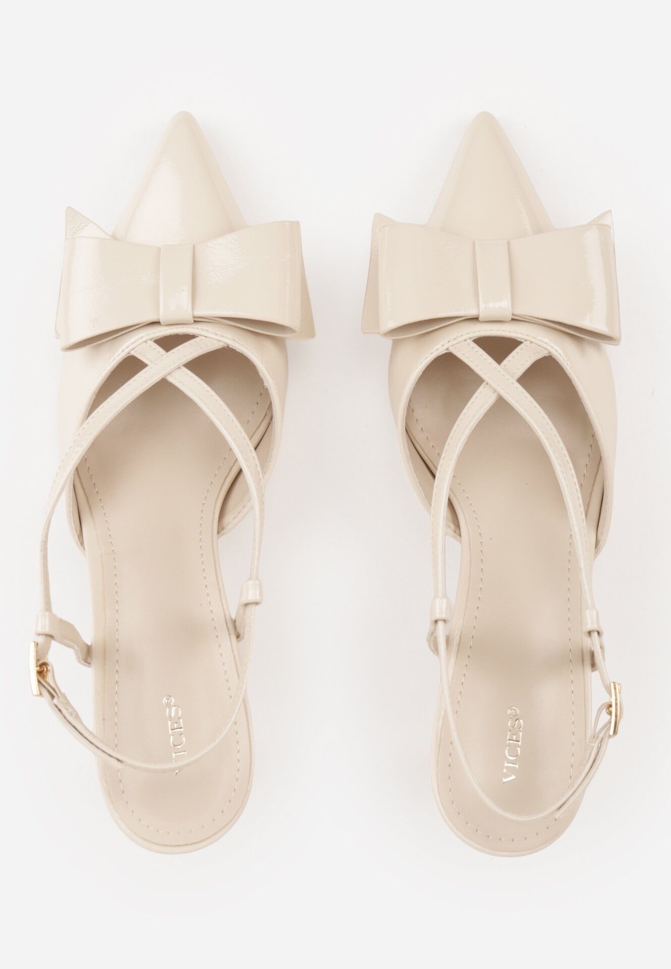 Beżowe Eleganckie Szpilki VICES z Ozdobną Kokardą Adrelena